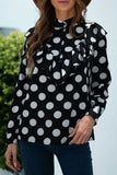 Fashion Casual Polka Dot Patchwork O Neck Tops