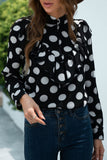 Fashion Casual Polka Dot Patchwork O Neck Tops