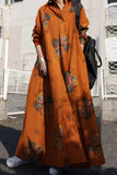 Fashion Vintage Print Patchwork Turndown Collar A Line Dresses