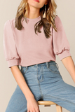 Casual Solid Patchwork O Neck Tops(9 Colors)