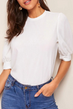 Casual Solid Patchwork O Neck Tops(9 Colors)