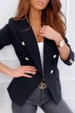 Elegant Solid Patchwork Buttons Turn-back Collar Outerwear(5 Colors)