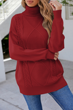 Casual Solid Patchwork Turtleneck Sweaters(4 Colors)