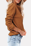 Casual Solid Buckle O Neck Tops