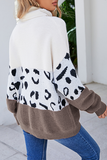 Casual Leopard Patchwork Contrast Turtleneck Sweaters(3 Colors)