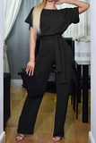 Casual Elegant Solid Strap Design O Neck Straight Jumpsuits(7 Colors)