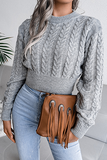 Casual Solid Patchwork O Neck Sweaters(3 Colors)