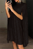 Stylish Solid Color Cape One Piece Dress(3 Colors)