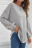 Casual Solid Buckle O Neck Tops