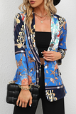 Elegant Print Patchwork Buttons Turndown Collar Outerwear(6 Colors)