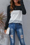 Casual Patchwork Basic Contrast O Neck Tops