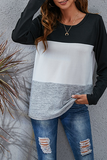 Casual Patchwork Basic Contrast O Neck Tops