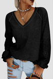 Casual Solid Lace Patchwork V Neck T-Shirts(6 Colors)