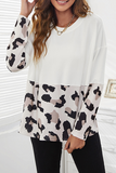 Casual Print Patchwork O Neck Tops