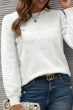 Casual Solid Hollowed Out Patchwork O Neck Tops