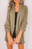 Casual Elegant Solid Patchwork Pocket Turndown Collar Outerwear(12 Colors)