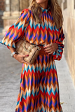 Casual Print Patchwork Half A Turtleneck Straight Dresses