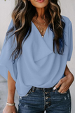 Casual Solid Flounce V Neck T-Shirts(7 Colors)