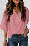 Casual Solid Flounce V Neck T-Shirts(7 Colors)