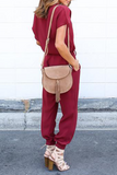 Casual Solid V Neck Straight Jumpsuits(3 Colors)