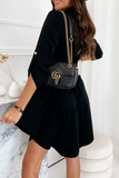 Casual Solid Patchwork Turndown Collar Shirt Dress Dresses