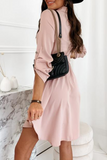 Casual Solid Patchwork Turndown Collar Shirt Dress Dresses