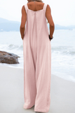 Casual Solid Square Neck Pocket Loose Jumpsuit(13 Colors)