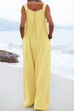 Casual Solid Square Neck Pocket Loose Jumpsuit(13 Colors)