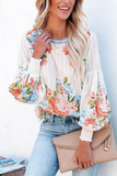 Print Patchwork O Neck Tops