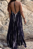 Fashion Print Halter Straight Dresses(3 Colors)