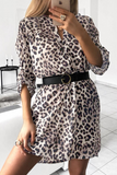 Fashion Print Turndown Collar Straight Dresses(6 Colors)