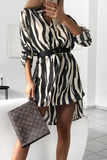 Fashion Print Turndown Collar Straight Dresses(6 Colors)