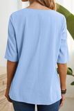 Casual Solid Slit O Neck T-Shirts(6 Colors)