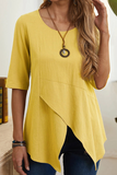 Casual Solid Slit O Neck T-Shirts(6 Colors)