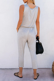 Casual Solid Patchwork U Neck Regular Jumpsuits(3 Colors)