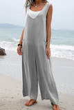 Casual Solid Patchwork U Neck Straight Jumpsuits(5 Colors)