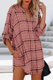 Fashion Plaid Patchwork Turndown Collar Tops(7 Colors)