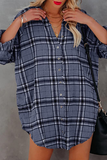 Fashion Plaid Patchwork Turndown Collar Tops(7 Colors)