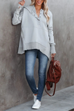 Casual Solid Buckle Hooded Collar Tops(7 Colors)