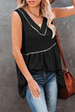 Casual Solid Patchwork V Neck Tops(7 Colors)