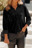 Casual Solid Patchwork Turndown Collar Blouses(3 Colors)