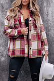 Casual Plaid Patchwork Turndown Collar Blouses(5 Colors)