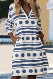 Casual Print Patchwork V Neck Straight Dresses