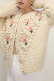 Casual Patchwork Hollowed Out Cardigan Collar Sweaters