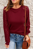 Casual Solid Hollowed Out O Neck Tops(5 Colors)