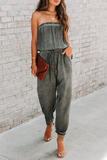 Casual Solid Patchwork One Shoulder Harlan Jumpsuits