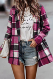 Fashion Plaid Patchwork Turndown Collar Outerwear(6 Colors)