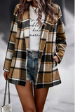 Fashion Plaid Patchwork Turndown Collar Outerwear(6 Colors)