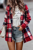 Fashion Plaid Patchwork Turndown Collar Outerwear(6 Colors)