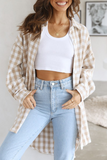 Casual Plaid Patchwork Turndown Collar Tops(5 Colors)